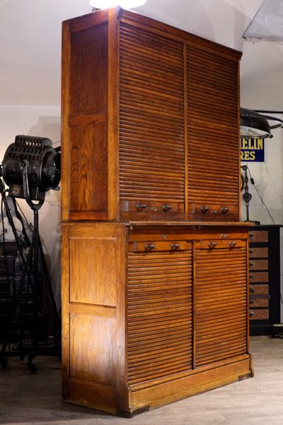 meuble de metier  a rideaux 2 corps vintage 1930 chene massif 